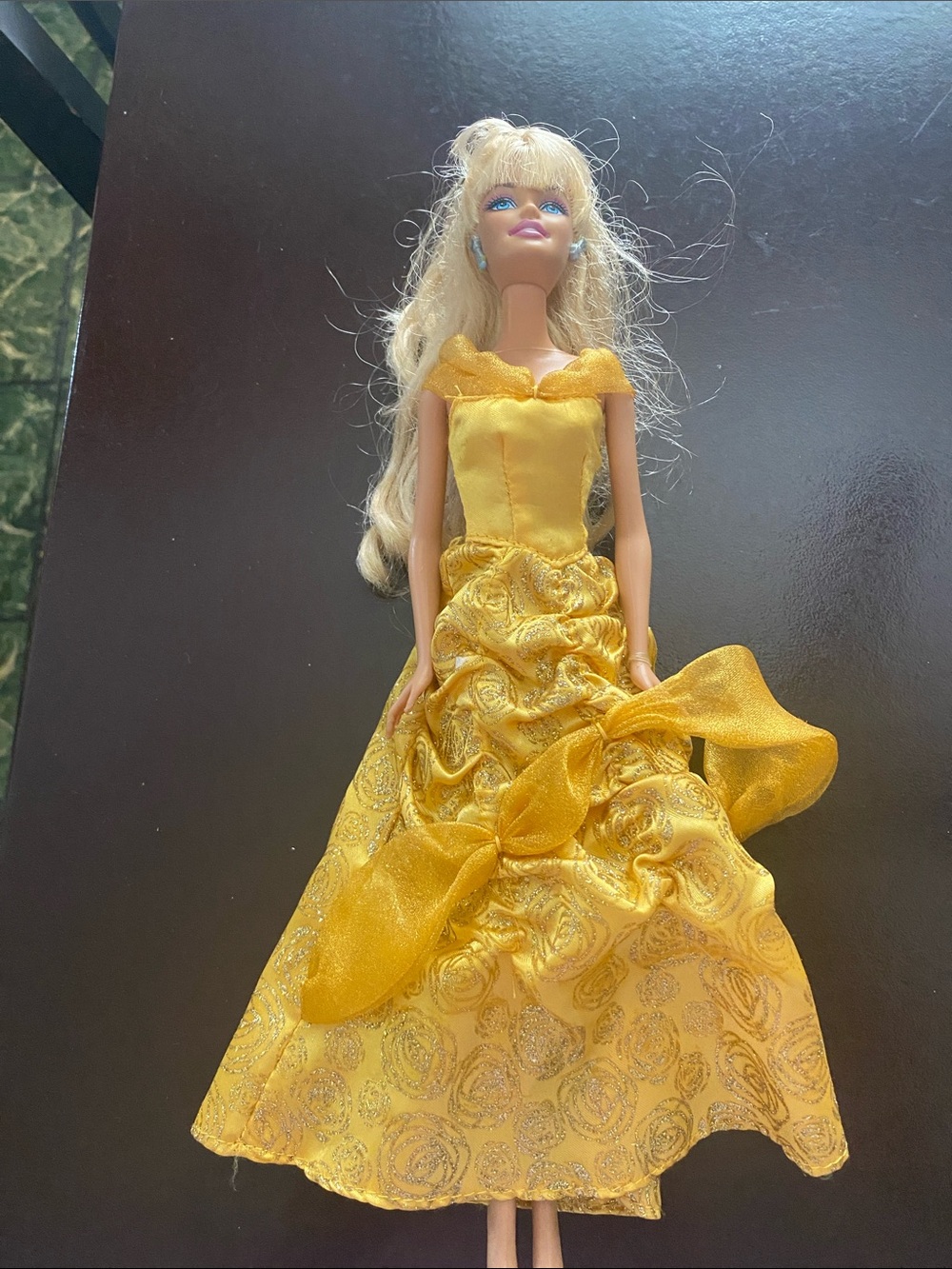 Golden Yellow Doll Gown - Sparkle Rose Pattern